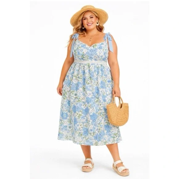 ARULA Altar’d State White Floral Lace Midi Dress - Picture 2 of 7